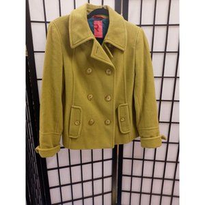 Radley Women's Wool Blend Notched Lapel Double Breasted Peacoat Yellow Size 6